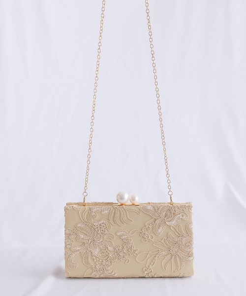 ElegChic クラッチバッグ パーティーバッグ フラワー 刺繍 コード