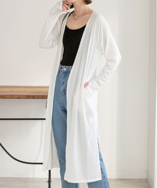 PLST プラステ (M) コットンポリエステル ロングカーディガン