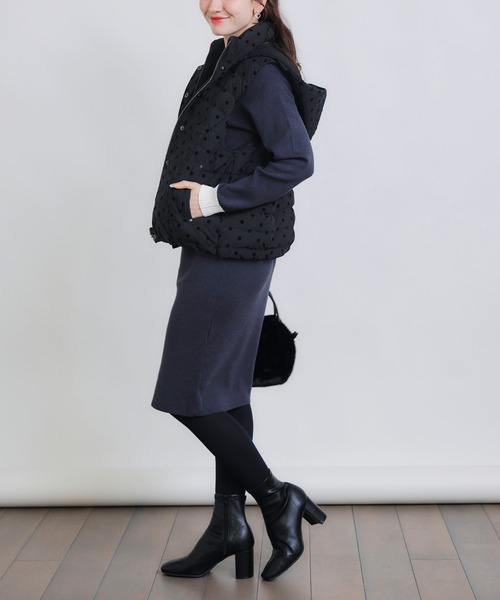 PICCIN PERLA ダウンベスト ベスト フロッキードットリバーシブル