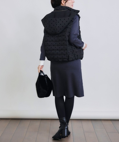 PICCIN PERLA ダウンベスト ベスト フロッキードットリバーシブル