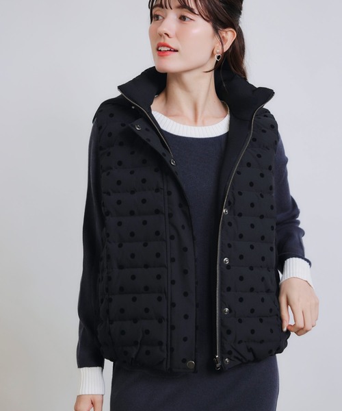 PICCIN PERLA ダウンベスト ベスト フロッキードットリバーシブル