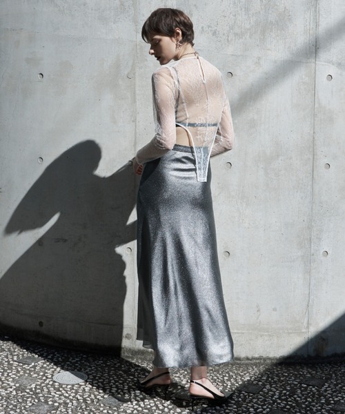 JOSEMOON LIC FLOW SKIRT サイズ36 JOSE MOON スカート METALIC FLOW SKIRT/メタリックフロー