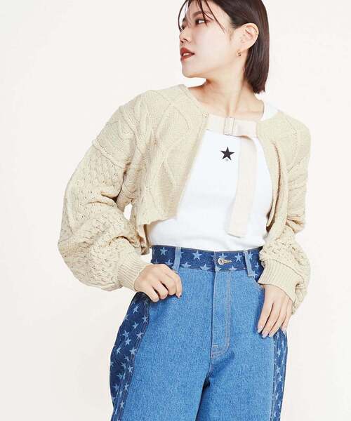 カーディガン GLITTER KNIT BOLERO レディース