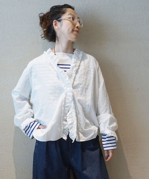 journalstandardluxeフリルブラウス JOURNAL STANDARD LUXE シャツ ブラウス 「追加」CLシャンブレー