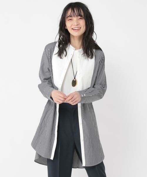 ブラウス シャツ 「ウタオ」ビブヨークストライプシャツ レディース