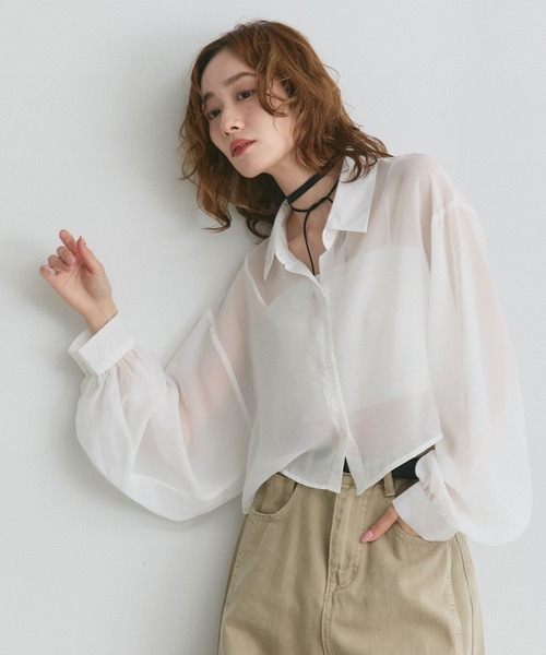 ad thie（アドティエ） ブラウス シャツ シアーショート丈シャツ