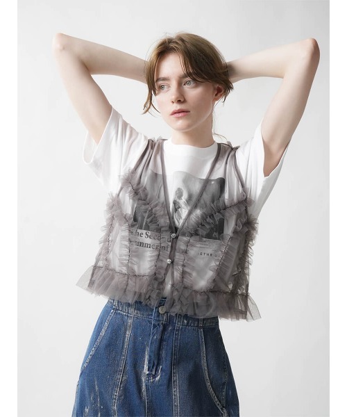 ベスト ジレ FRILL TULLE LAYERED VEST レディース ベスト ジレ FRILL TULLE LAYERED VEST レディース : ZOZOTOWN