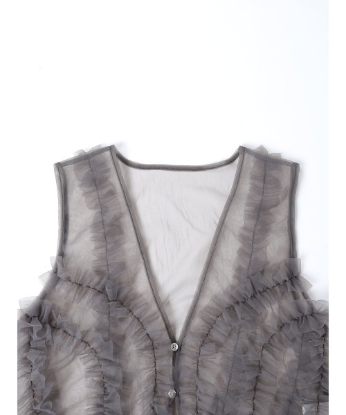 ベスト ジレ FRILL TULLE LAYERED VEST レディース : ZOZOTOWN