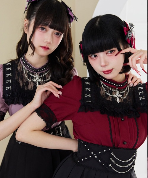 黒 ブラック ピンク ブラウス シャツ チョーカー半袖 レース 楽天市場】チョーカー レース（カラーブラック）（シャツ