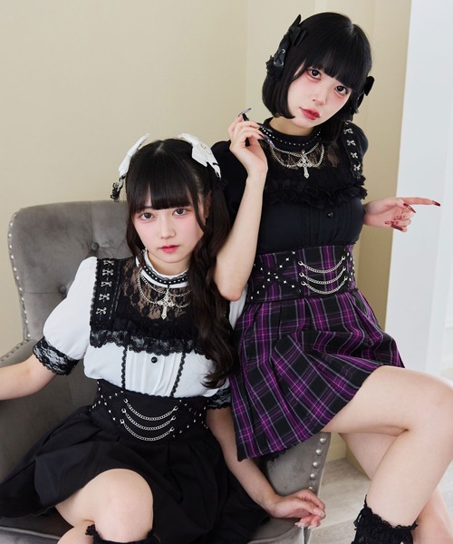 DearMyLove ブラウス シャツ 十字架チェーンチョーカーレース