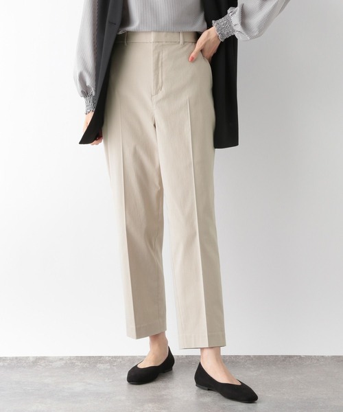 【45R】極美品 モールサージ　ストレッチスリムパンツ 2 アイボリー 45R】極美品 モールサージ ストレッチスリムパンツ 2 アイボリー