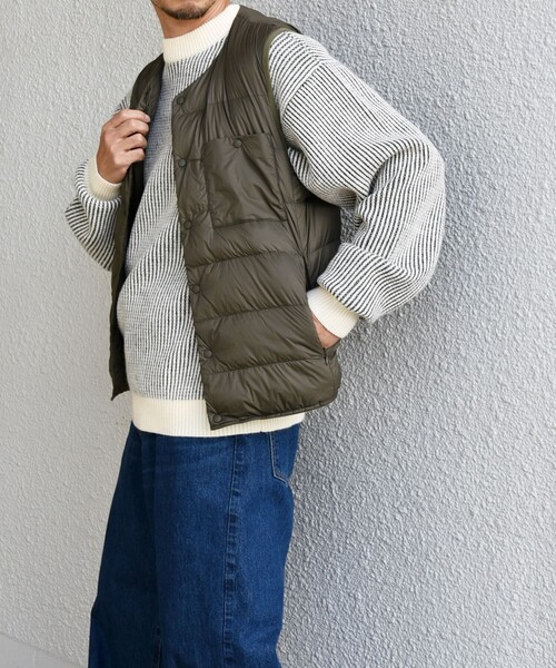 simple　FENNEL　異素材ミックス 切替ドッキングダウンベスト simple様専用 FENNEL 異素材ミックス 切替ドッキングダウンベスト