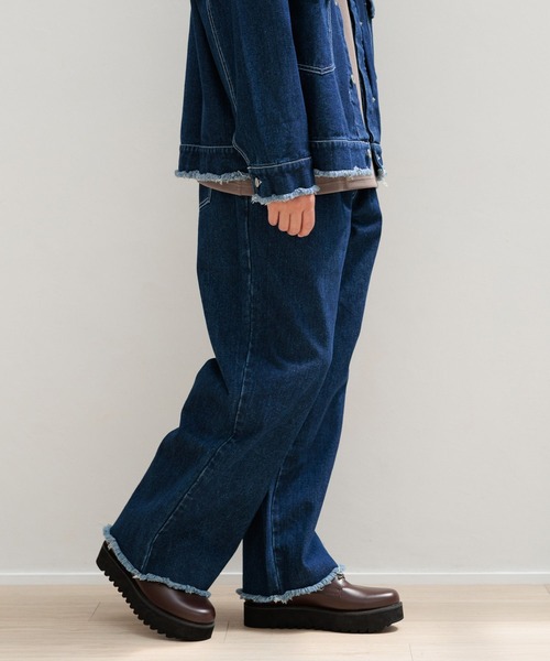 LAKOLE（ラコレ） ワイドパンツ ジーンズ カットオフデニムパンツ