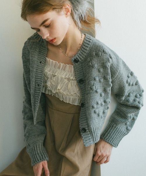 ECREL ニット セーター ポップコーンハートニットカーディガン