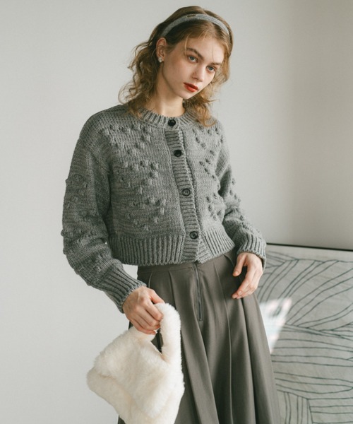 ECREL ニット セーター ポップコーンハートニットカーディガン