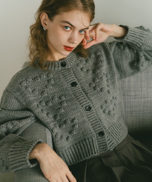 ECREL ニット セーター ポップコーンハートニットカーディガン