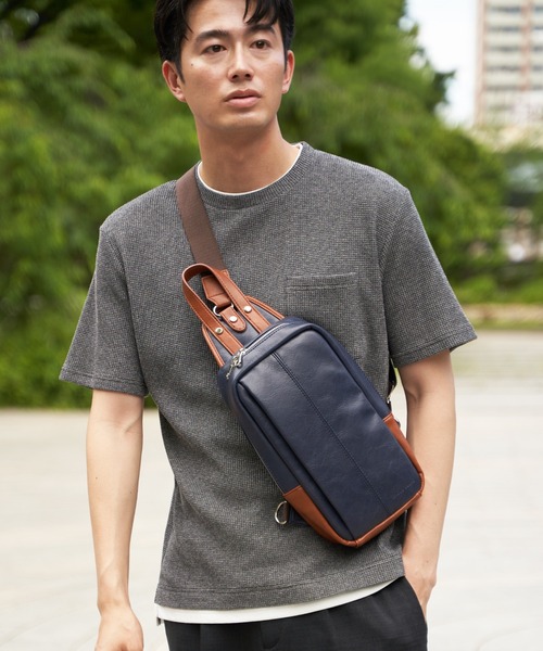 ikka（イッカ） ウエストポーチ GPレザータッチボディバッグ メンズ