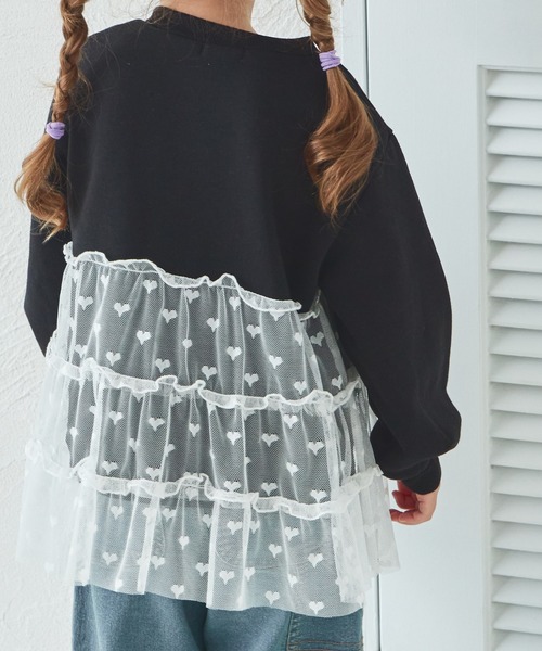 pairmanon（ペアマノン） トレーナー 裏起毛 ハート リボン 柄チュール