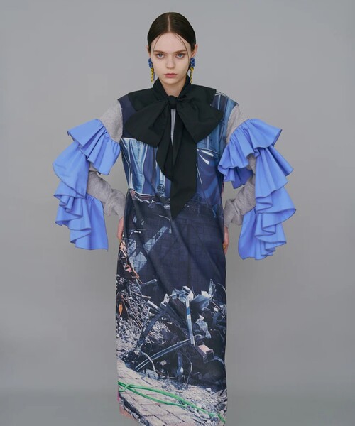 ノントーキョー PLEATS FRILL NO SLEEVE BLUE