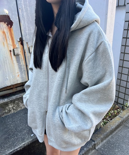 パーカー 裏起毛ダブルZIPビッグパーカー レディース メンズ
