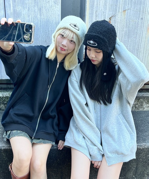 パーカー 裏起毛ダブルZIPビッグパーカー レディース メンズ