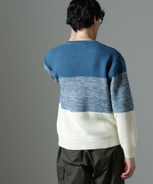 NANO universe セーター ニット ウールミックスパネルボーダーニット  