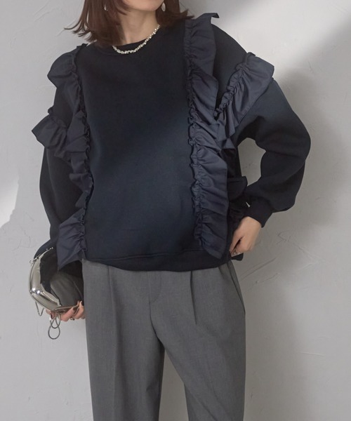 フリル付きブラックスウェット FREEサイズ フリル付きブラックスウェット FREEサイズ