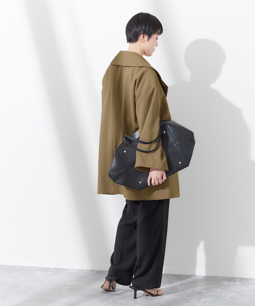 新品未 24ss■L'ESSAGE ジャーナル■バックサテン ワイドカラーコート バックサテン ワイドカラーコート（その他ブルゾン／アウター
