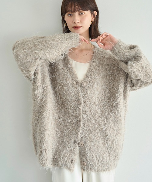 【新品未使用】モヘアブレンド ショルダーパッドカーディガン ライトピンク XS newmode_tp2508-4990