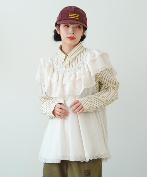 ブラウス シャツ 「eLur」ストライプシャツ(パジャマ) レディース メンズ
