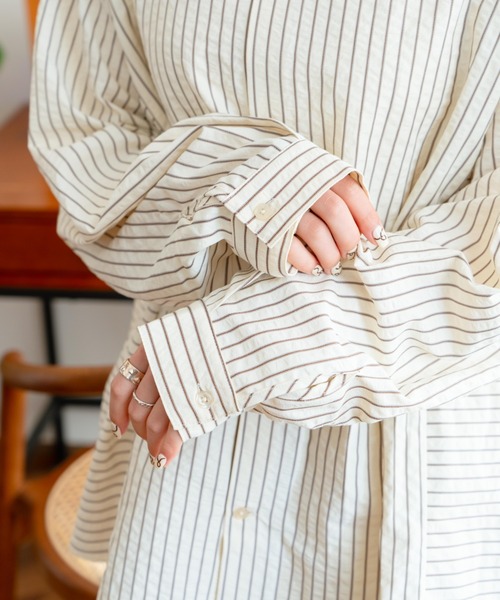 eLur ブラウス シャツ 「eLur」ストライプシャツ(パジャマ