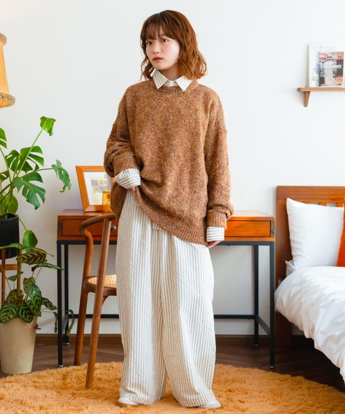 eLur ブラウス シャツ 「eLur」ストライプシャツ(パジャマ