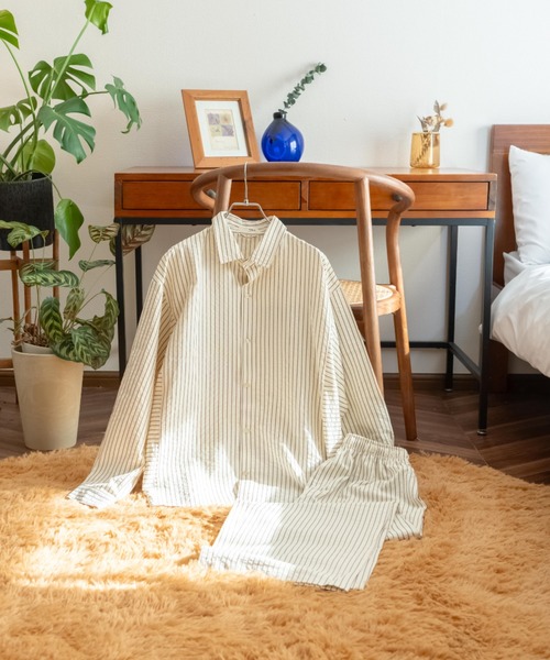 ブラウス シャツ 「eLur」ストライプシャツ(パジャマ) レディース メンズ eLur ブラウス シャツ 「eLur」ストライプシャツ(パジャマ