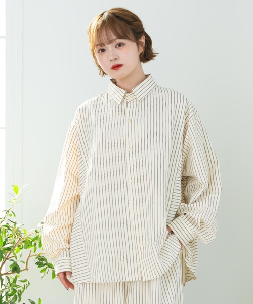 eLur（エラー） ブラウス シャツ ストライプシャツ(パジャマ
