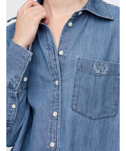 GAP ブラウス シャツ シャンブレー デニム ビッグシャツ