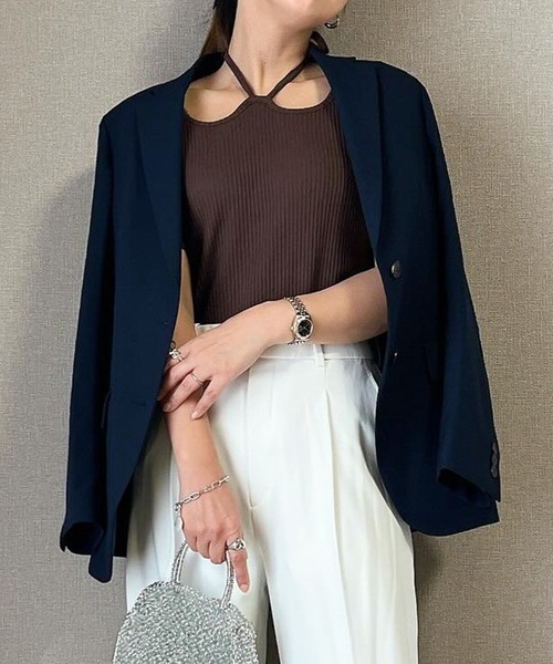 tシャツ バックリボンホルターネックトップス レディース RANAN tシャツ バックリボンホルターネックリブトップス
