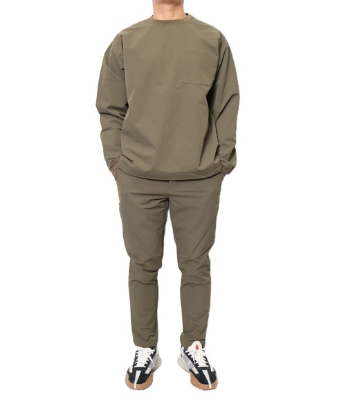 old UNIQLO tech nylon セットアップ Y2k ドローコード MMMM MMMM/ナイロンストレッチ ドローコードクルーネック