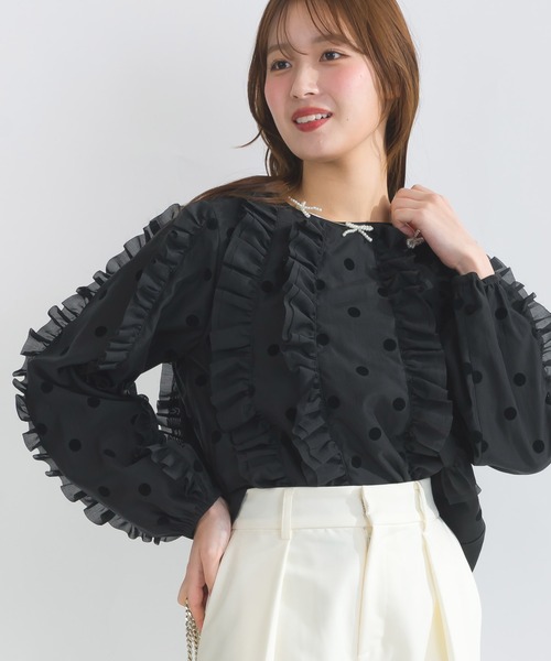 PICCIN PERLA ブラウス シャツ 「セットアップ可能」シアードット 
