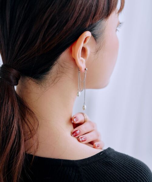 COHINA（コヒナ） ピアス ロングチェーンパールピアス 「低身長・小柄
