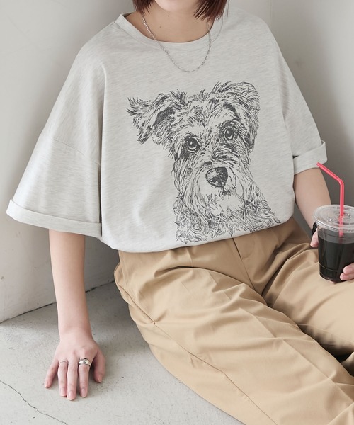 BONLECILL（ボンルシール） tシャツ DOGプリントT（シュナウザー