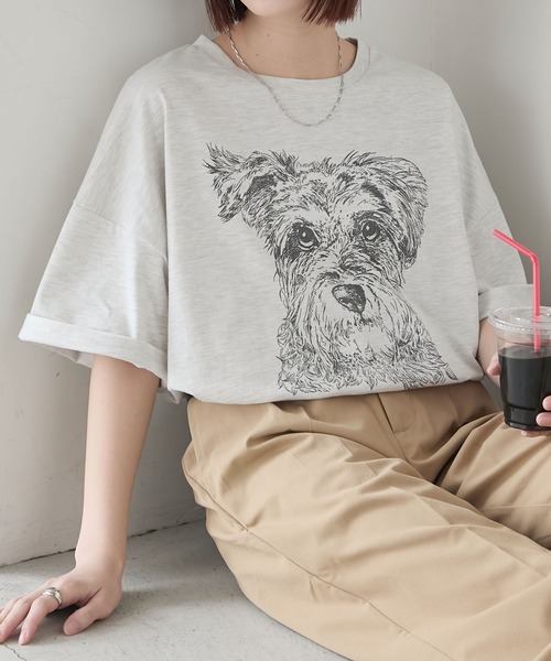 BONLECILL（ボンルシール） tシャツ DOGプリントT（シュナウザー