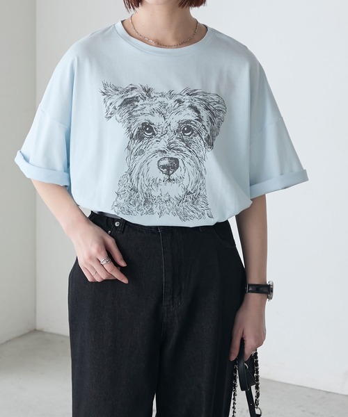 BONLECILL（ボンルシール） tシャツ DOGプリントT（シュナウザー