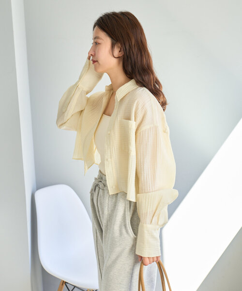 Drawer 20SS コットンシルクバックリボンブラウス シャツ レディース Drawer コットンシルクバックリボンブラウス 【公式通販】