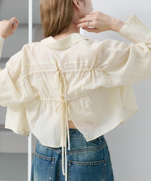 ブラウス シャツ 「新サイズ追加/2サイズ展開/WEB先行サイズ」ギンガムバックリボンシャツ レディース Kastane ブラウス シャツ 「新サイズ追加/2サイズ展開/WEB先行