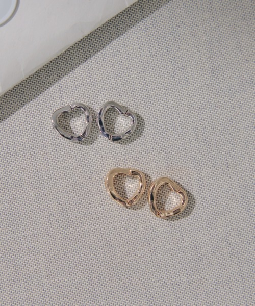 ECREL イヤリング Double Stone Heart Earrings/ダブルストーン