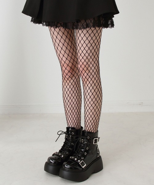 DearMyLove ブーツ スタッズ闇闇レースアップ厚底スニーカーブーツ