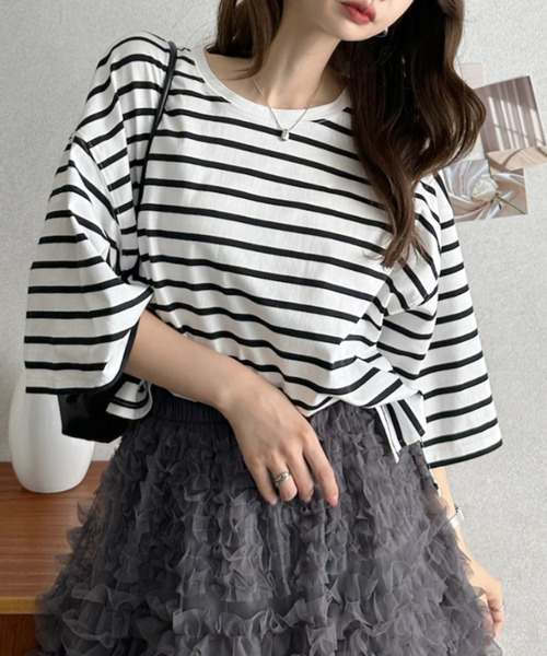 TREOVER tシャツ 「夏までさらっと」ワイドシルエット ショート丈T