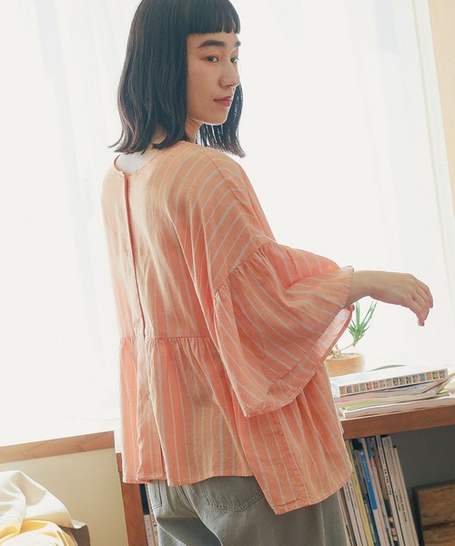 【完売商品】✨ニコアンドCOMFORTリネンワイドブラウス　オレンジストライプ niko and ｜COMFORTリネンワイドブラウス | Rakuten Fashion