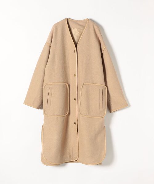 12/5まで　SHIPS any ノーカラーコート　フード　ジャケット ベージュ 12/5まで SHIPS any ノーカラーコート フード ジャケット ベージュ