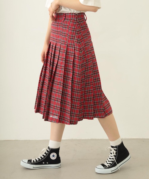 スカート MILK Check Pleats Skirt Pink & Red スカート